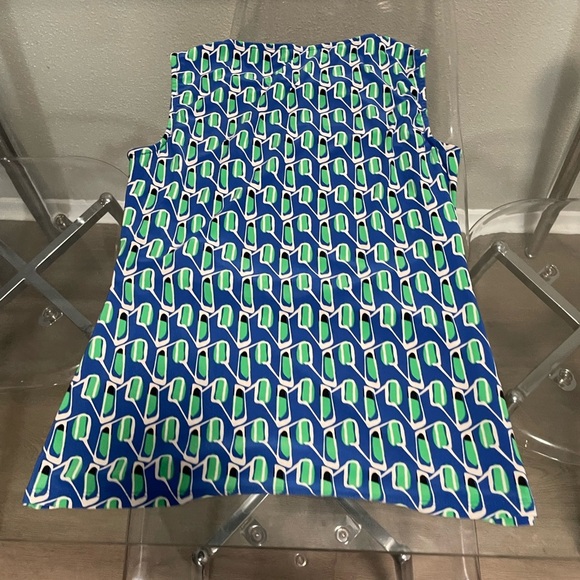 Anne Klein Graphic Fitted Blue and Green Blouse - Picture 2 of 3